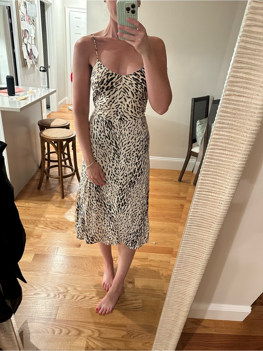 Leopard Print Slip Dress in Cream and Black